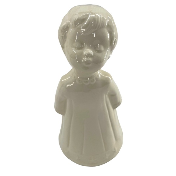 Kissing Angels Pair of Vintage Girl & Boy White Ceramic Angels Dated 1989 7.5"H - Picture 9 of 14